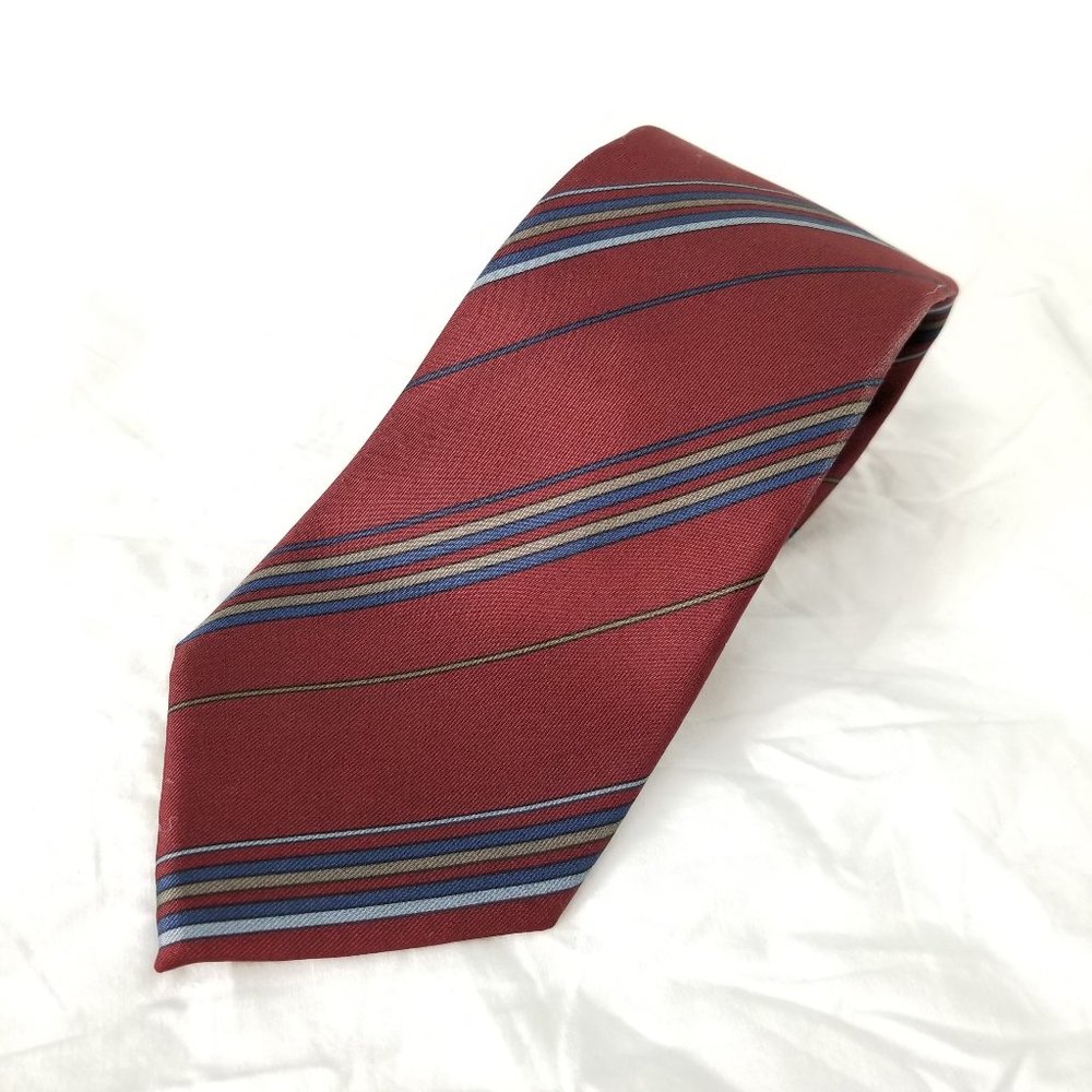 Christian Dior VTG 90s dark cherry stripe silk tie